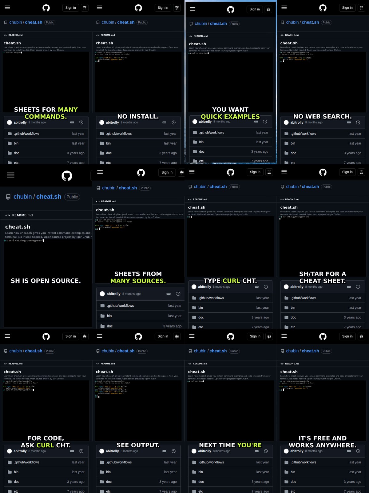 One Command for Every Cheat Sheet